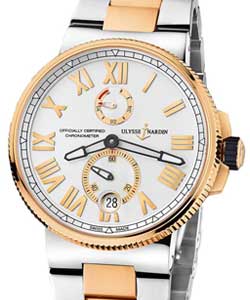 Marine Chronometer 45mm in Steel and Rose Gold Bezel on Steel and Rose Gold on Bracelet with Silver Dial