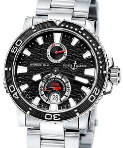 Marine Maxi Diver in Stainless Steel with Ceramic Inserts on Steel Bracelet with Black Dial