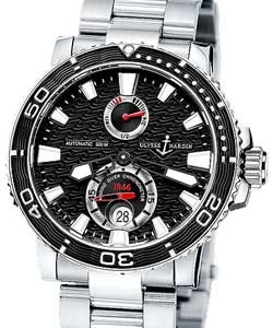 Marine Maxi Diver in Stainless Steel with Ceramic Inserts  on Steel Bracelet with Black Dial