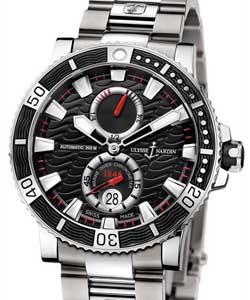 Marine Maxi Diver 45mm in Steel with Titanium Bezel on Steel Bracelet with Black Dial