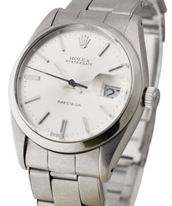 Oysterdate Precision 34mm in Steel with Domed Bezel On Steel Oyster Bracelet with Silver Stick Dial