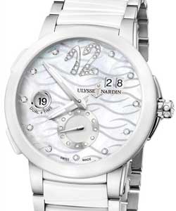 Executive Dual Time 40mm in Steel with White Ceramic Bezel on Steel and White Ceramic Bracelet with White MOP Diamond Dial
