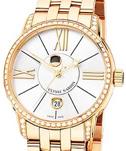 Classico Luna 40mm in Rose Gold with Diamond Bezel on Rose Gold Bracelet with Silver Dial