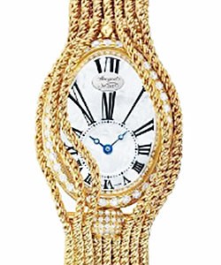 Reine de Naples in Yellow Gold with Diamond Bezel on Yellow Gold Bracelet with Mother of Pearl Dial