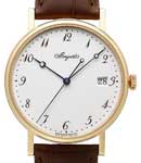 Classique Automatic 5177 in Yellow Gold on Brown Alligator Leather Strap with White Arabic Dial