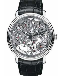 Villeret 8 Day Skeleton 38mm Automatic in White Gold on Black Crocodile Leather Strap with Skeleton Dial