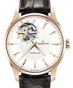 Captain Tourbillon in Rose Gold On Brown Crocodile Leather Strap with Brushed Silver Toned Dial