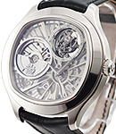  Emperador Coussin Ultra Thin Tourbillion White Gold  on Strap 