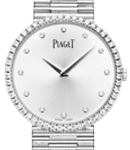 Traditional Watch in White Gold with Diamond Bezel on White Gold Bracelet with Silver Diamond Dial