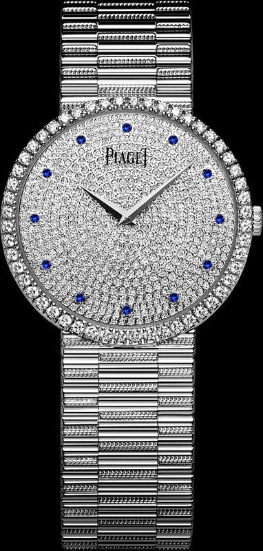 Traditional Watch in White Gold with Diamond Bezel on White Gold Bracelet with Pave Diamond Dial