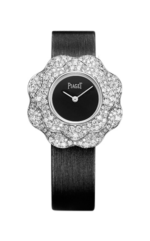 Limelight in White Gold with Diamond Bezel on Black Satin Strap with Black Dial