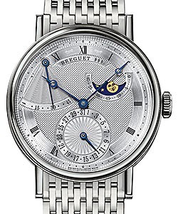 Classique Moonphase White Gold on Bracelet with Silver Dial