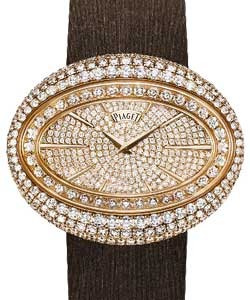 Limelight Magic Hour in Rose Gold  with Diamonds Bezel on Brown Satin Strap with Pave Diamond Dial
