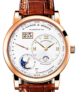 Lange 1 Tourbillon Perpetual in Rose Gold On Brown Alligator Leather Strap with Silver Dial
