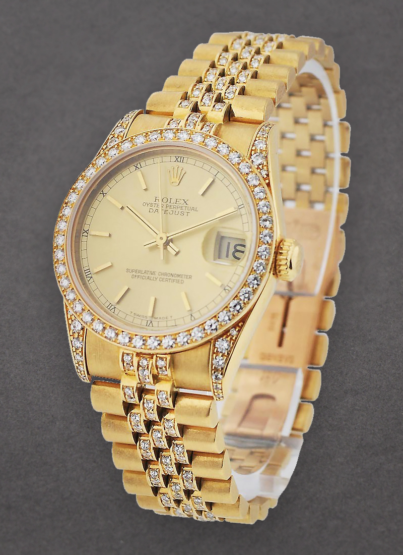 Pre-Owned Rolex Midsize 31mm President - Yellow Gold - Diamond Bezel