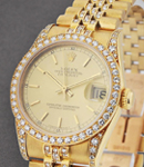 Midsize 31mm President - Yellow Gold - Diamond Bezel on Diamond Bracelet with Champagne Stick Dial