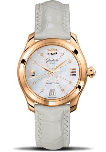 Lady Serenade 36mm Automatic in Rose Gold on White Alligator Leather Strap with Mother of Pearl Dial-Diamonds Marker Dial
