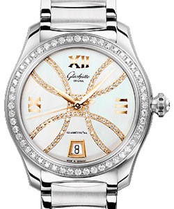 Lady Serenade 36mm Automatic in Steel with Diamond Bezel on Stainless Steel Bracelet with Mother of Pearl Diamonds Dial