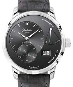 PanoReserve 40mm om Stainless Steel on Black Alligator Leather Strap with Ruthenium Dial