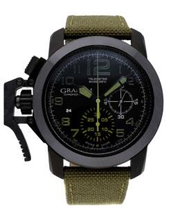 Chronofighter Oversize Amazonia Green in Steel with Black Ceramic Bezel on Green Fabric Strap with Black and Green Arabic Numerals Dial