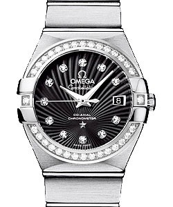Constellation Brushed Chronometer - Diamond Bezel Steel on Bracelet with Black Diamond Dial