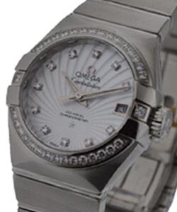 Constellation Ladies in Steel with Diamond Bezel on Bracelet with White Mother of Pearl Diamond Dial