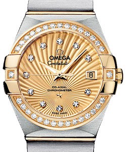 Constellation Brushed Chronometer in 2 Tone with Diamond Bezel on Steel and Yellow Gold Bracelet with Champagne Dial