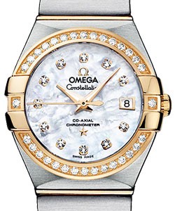 Constellation Brushed Chronometer in 2 Tone with Diamond Bezel on Steel and Yellow Gold Bracelet with Mother of Pearl Dial