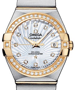 Constellation Brushed Chronometer in 2 Tone with Diamond Bezel on Steel and Yellow Gold Bracelet with Mother of Pearl Dial