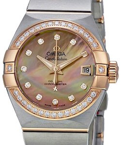 Constellation Brushed Chronometer in 2 Tone with Diamond Bezel on Steel and Rose Gold Bracelet with Brown MOP Dial