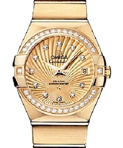 Constellation Brushed Chronometer in Yellow Gold with Diamond Bezel on Yellow Gold Bracelet with Champagne Dial