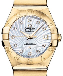 Constellation Brushed Chronometer in Yellow Gold on Yellow Gold Bracelet with Mother of Pearl Dial