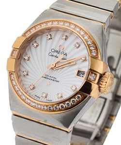 Constellation Co-Axial Lady's in 2 Tone with Diamond Bezel Steel and Rose Gold on Bracelet with White Mother of Pearl Dial