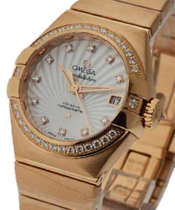 Constellation Brushed Chronometer with Diamond Bezel Rose Gold on Bracelet with Mother of Pearl Diamond Dial