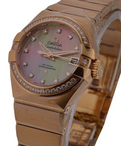 Constellation Ladies in Rose Gold with Diamond Bezel on Bracelet with Black Mother of Pearl Diamond Dial