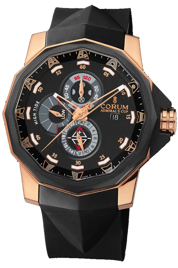 Corum Admirals Cup Seafender Tides in Rose Gold with Black Rubber Bezel