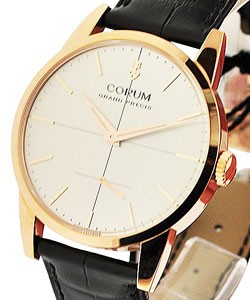 Vintage Grand Precis in Rose Gold on Black Leather Strap with Silver Dial