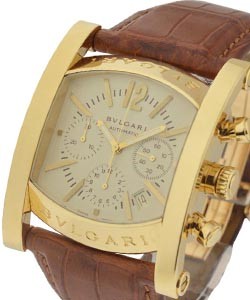 Assioma Chronograph in Yellow Gold  On Brown Leather  Strap with Cream Dial