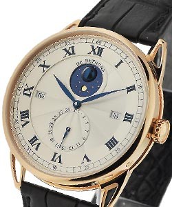 DB 25 Perpetual Calendar Rose Gold on Black Leather Strap with Silver Dial