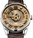 Quetzalcoatl 44mm in White Gold on Brown Crocodile Leather Strap with Gold Snake Motif Dial