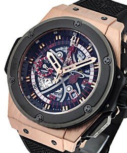 Big Bang King Power Miami Heat Chronograph in Rose Gold on Black Rubber Strap with Skeleton Dial