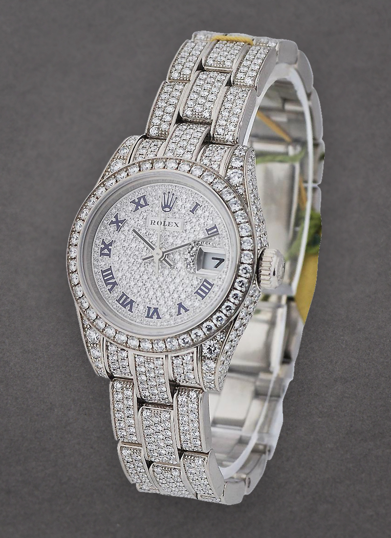 Pre-Owned Rolex Ladies President in White Gold with Diamond Bezel