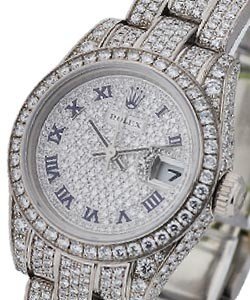 Ladies President in White Gold with Diamond Bezel on White Gold Diamond Bracelet with Pave Diamond Dial