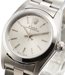 Oyster Perpetual No Date Lady's with Steel Smooth Bezel On Oyster Bracelet - Silver index Dial
