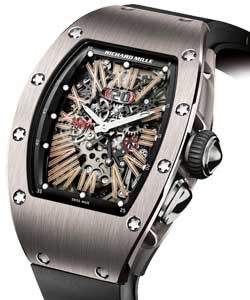 RM037 Automatic in Titanium on Black Rubber Strap with Skeleton Dial
