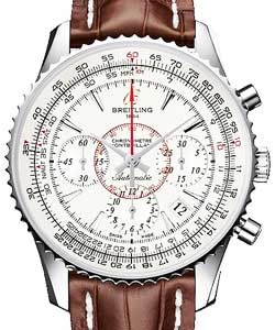 Montbrillant 01 Automatic Chronograph in Steel On Brown Crocodile Strap with White Dial