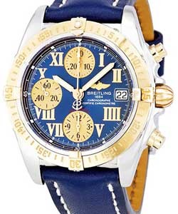 Cockpit Chronograph Men's Automatic - 2-Tone On Blue Leather Strap with Blue Roman Dial