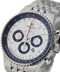Montbrillant 47  Chronograph in Steel On Steel Bracelet with White Dial