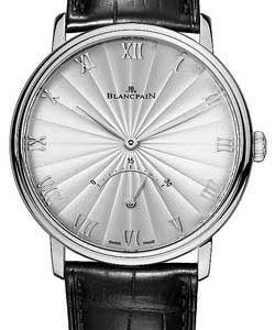 Villeret Ultra-Slim Retrograde Seconds in White Gold on Black Crocodile Leather Strap with Silver Opaline Dial