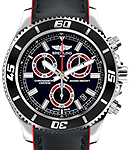 Superocean Chronograph Automatic in Steel On Black Leather Strap with Black Dial